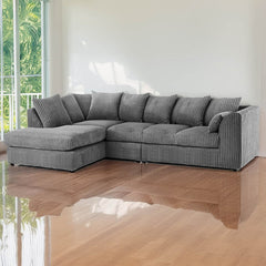 Grey Jumbo Cord Corner Sofa