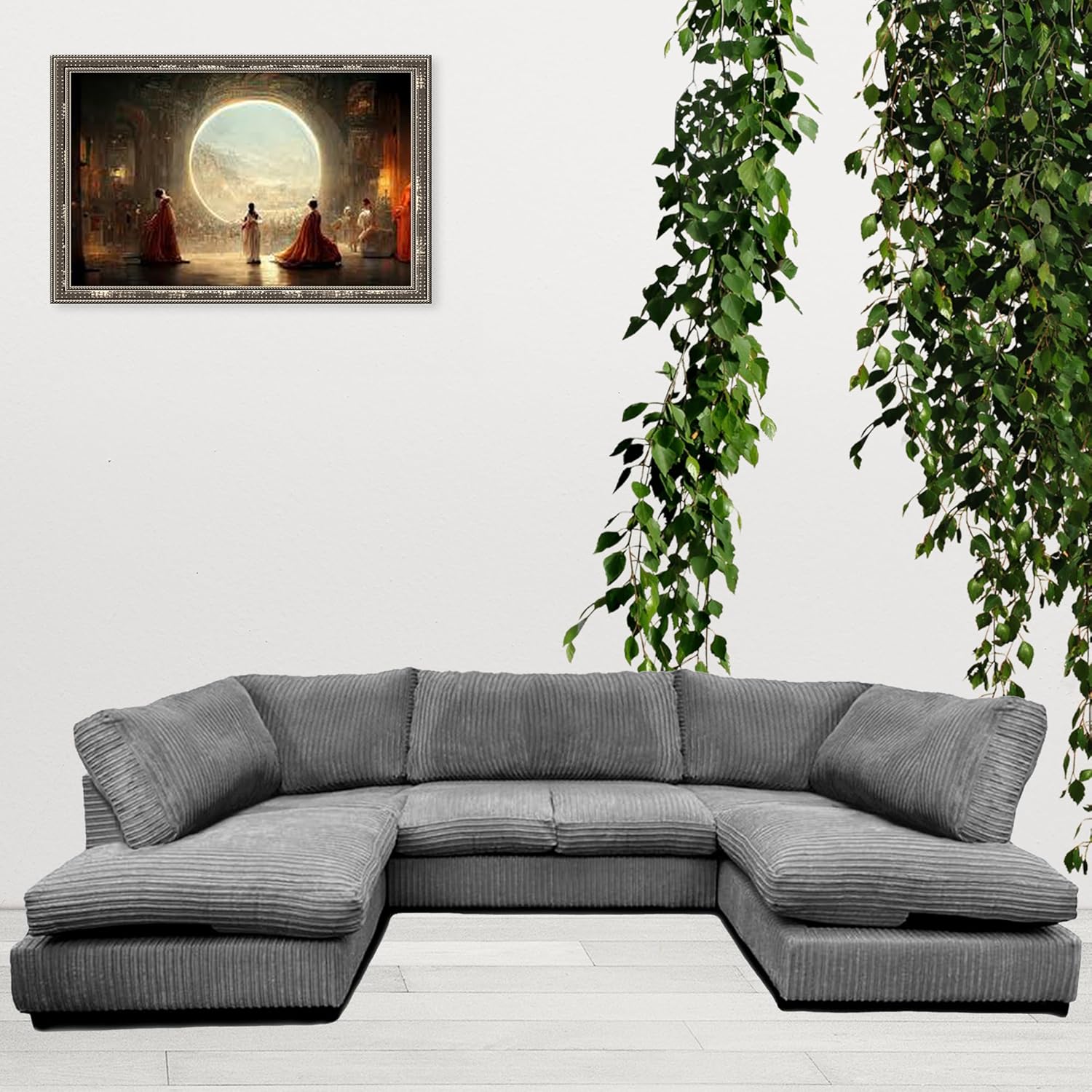 Full Back Jumbo Cord Corner Sofa